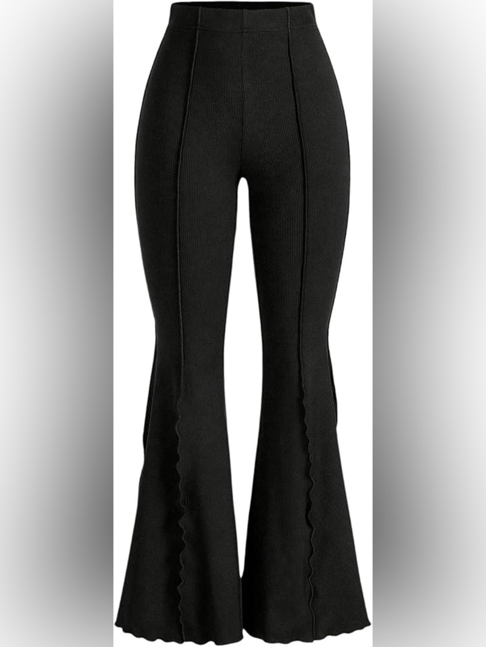 AQ Sport Ribbed Flared Black Leggings Pants SZ M